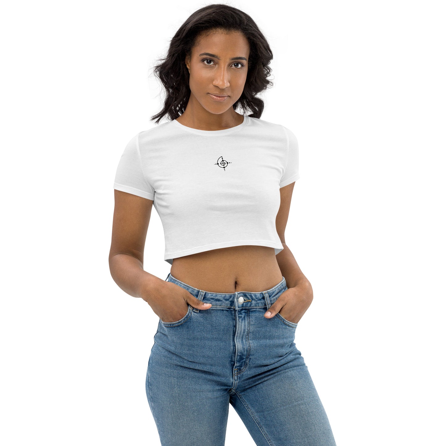 Floral Drip Organic Crop Top White