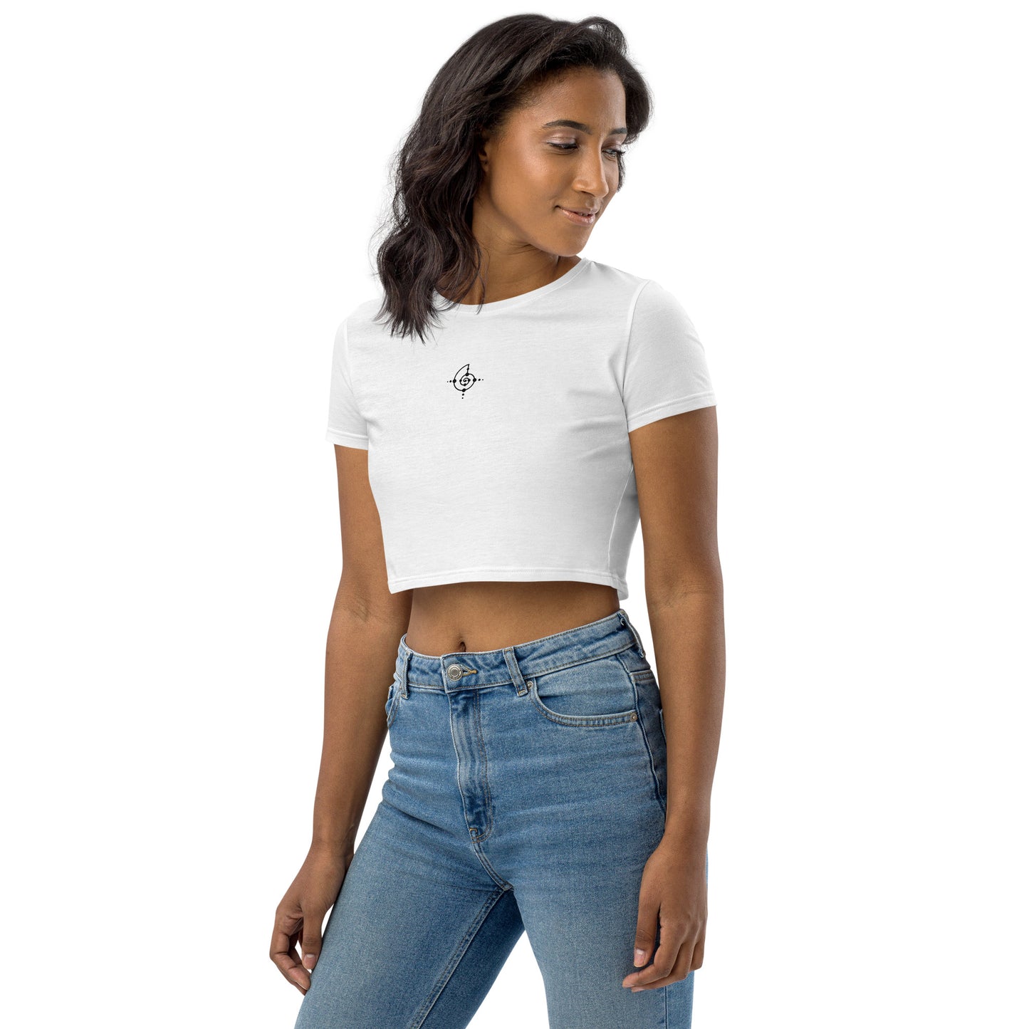 Floral Drip Organic Crop Top White